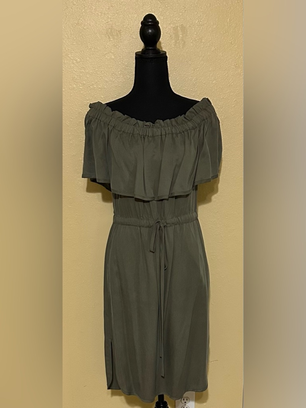 BCBGMaxAzria Olive Green Draped Dress with Tag